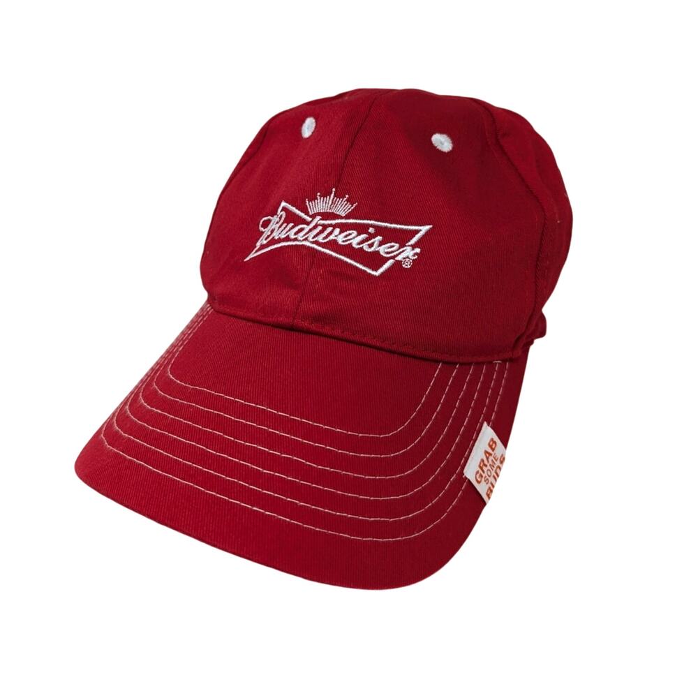 Budweiser Beer Red Hat Grab Some‎ Buds Baseball Cap Adjustable Beach BBQ Summer
